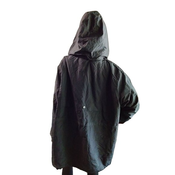 Woman Within Black Removable Hooded Raincoat Snap Button Zipper Closure Size 2X - Picture 8 of 14